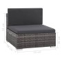 Set de muebles de jardín 6 pzas y cojines ratán sintético gris