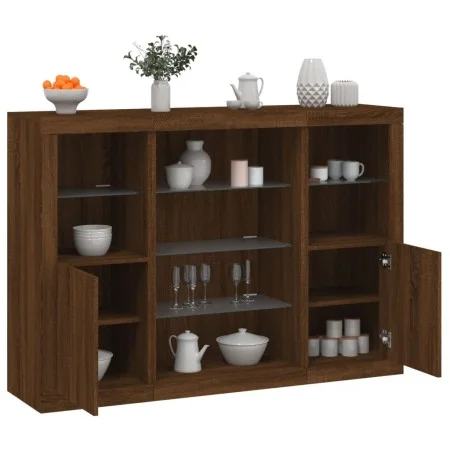 Sideboard mit LED-Licht 3-teilig aus braunem Eichen-Ingenieurholz von , Sideboards - Ref: Foro24-3209134, Preis: 202,17 €, Ra...