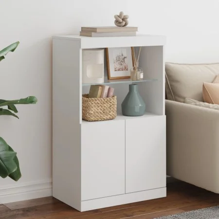 Aparador con luces LED blanco 60,5x37x100 cm by , Sideboards - Ref: Foro24-836665, Price: 76,45 €, Discount: %