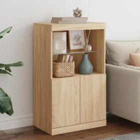 Aparador con luces LED roble Sonoma 60,5x37x100 cm by , Sideboards - Ref: Foro24-836667, Price: 74,72 €, Discount: %