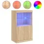Aparador con luces LED roble Sonoma 60,5x37x100 cm by , Sideboards - Ref: Foro24-836667, Price: 74,72 €, Discount: %