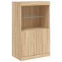 Aparador con luces LED roble Sonoma 60,5x37x100 cm by , Sideboards - Ref: Foro24-836667, Price: 74,49 €, Discount: %
