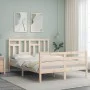 Bed frame with solid wood headboard 140x190 cm by , Beds and slatted bases - Ref: Foro24-3194941, Price: 123,02 €, Discount: %