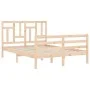 Bed frame with solid wood headboard 140x190 cm by , Beds and slatted bases - Ref: Foro24-3194941, Price: 123,02 €, Discount: %