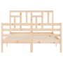 Bed frame with solid wood headboard 140x190 cm by , Beds and slatted bases - Ref: Foro24-3194941, Price: 126,11 €, Discount: %