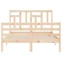 Bed frame with solid wood headboard 140x190 cm by , Beds and slatted bases - Ref: Foro24-3194941, Price: 123,02 €, Discount: %