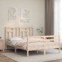 Double bed frame with solid wood headboard by , Beds and slatted bases - Ref: Foro24-3194936, Price: 144,68 €, Discount: %