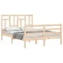 Double bed frame with solid wood headboard by , Beds and slatted bases - Ref: Foro24-3194936, Price: 136,08 €, Discount: %