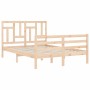 Double bed frame with solid wood headboard by , Beds and slatted bases - Ref: Foro24-3194936, Price: 144,68 €, Discount: %