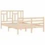 Double bed frame with solid wood headboard by , Beds and slatted bases - Ref: Foro24-3194936, Price: 136,08 €, Discount: %