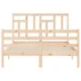 Double bed frame with solid wood headboard by , Beds and slatted bases - Ref: Foro24-3194936, Price: 136,08 €, Discount: %