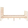 Double bed frame with solid wood headboard by , Beds and slatted bases - Ref: Foro24-3194936, Price: 136,08 €, Discount: %
