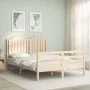Estructura de cama con cabecero madera maciza 140x200 cm de , Camas y somieres - Ref: Foro24-3194181, Precio: 144,09 €, Descu...