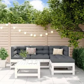 Gartensofa-Set 5-teilig aus massivem weißem Kiefernholz von , Gartensets - Ref: Foro24-3186173, Preis: 345,48 €, Rabatt: %