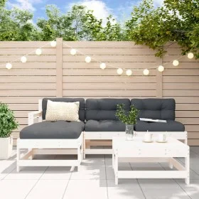 Gartensofa-Set 5-teilig aus massivem weißem Kiefernholz von , Gartensets - Ref: Foro24-3186544, Preis: 304,40 €, Rabatt: %