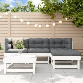 Juego de sofás de jardín 5 piezas madera maciza de pino blanco by , Garden sets - Ref: Foro24-3186159, Price: 281,65 €, Disco...