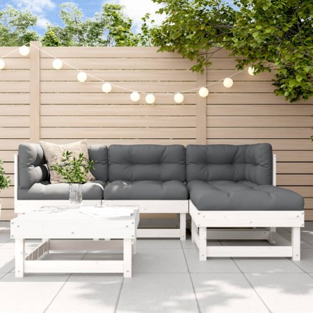 Juego de sofás de jardín 5 piezas madera maciza de pino blanco de , Conjuntos de jardín - Ref: Foro24-3186159, Precio: 289,17 €