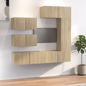 Set de muebles para TV 6 pzas madera contrachapada roble sonoma