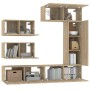 Set de muebles para TV 6 pzas madera contrachapada roble sonoma