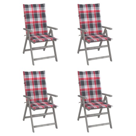 Reclining garden chairs 4 pcs solid acacia wood cushions by , Garden chairs - Ref: Foro24-3065390, Price: 323,97 €, Discount: %