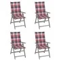 Sillas de jardín reclinables 4 uds madera maciza acacia cojines de , Sillas de jardín - Ref: Foro24-3065390, Precio: 283,84 €...