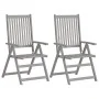 Sillas de jardín reclinables 4 uds madera maciza acacia cojines de , Sillas de jardín - Ref: Foro24-3065390, Precio: 283,84 €...