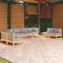 Garden furniture set 8 pieces and cushions solid pine wood by , Garden sets - Ref: Foro24-3096231, Price: 600,28 €, Discount: %