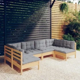 Garden furniture set 6 pieces and cushions solid pine wood by , Garden sets - Ref: Foro24-3097150, Price: 449,31 €, Discount: %