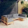 Garden furniture set 6 pieces and cushions solid pine wood by , Garden sets - Ref: Foro24-3097150, Price: 449,31 €, Discount: %