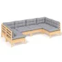 Garden furniture set 6 pieces and cushions solid pine wood by , Garden sets - Ref: Foro24-3097150, Price: 449,31 €, Discount: %