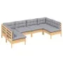 Garden furniture set 6 pieces and cushions solid pine wood by , Garden sets - Ref: Foro24-3097150, Price: 449,31 €, Discount: %