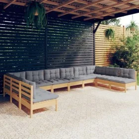 Garden furniture set 10 pieces and cushions solid pine wood by , Garden sets - Ref: Foro24-3097186, Price: 784,09 €, Discount: %