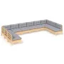 Juego de muebles de jardín 10 pzas y cojines madera maciza pino de , Conjuntos de jardín - Ref: Foro24-3097186, Precio: 783,9...