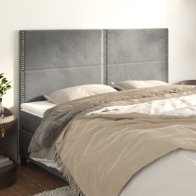 Headboards 4 units of light gray velvet 80x5x78/88 cm by , Headboards and footboards - Ref: Foro24-3116246, Price: 94,27 €, D...