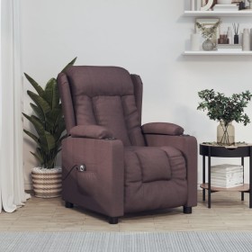 Sillón reclinable eléctrico tela marrón oscuro en Sillones | Comprar online en Foro24