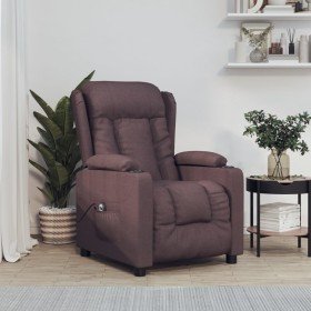Sillón reclinable eléctrico tela marrón oscuro en Sillones | Comprar online en Foro24