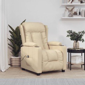 Sillón reclinable eléctrico de tela crema en Sillones | Comprar online en Foro24