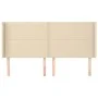 Cabecero con orejas de tela color crema 183x16x118/128 cm de , Cabeceros y pies de cama - Ref: Foro24-3119459, Precio: 120,46...