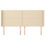 Headboard with cream fabric ears 183x16x118/128 cm by , Headboards and footboards - Ref: Foro24-3119459, Price: 121,63 €, Dis...