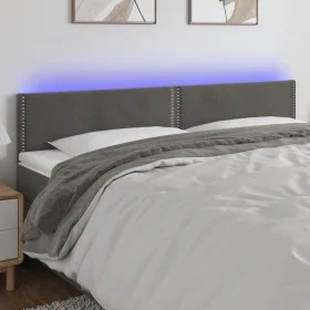Dunkelgraues Samtkopfteil mit LED 160x5x78/88 cm von , Kopf- und Fußteile - Ref: Foro24-3121527, Preis: 59,75 €, Rabatt: %