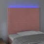Pink velvet headboard with LED lights 80x5x118/128 cm by , Headboards and footboards - Ref: Foro24-3122319, Price: 60,98 €, D...