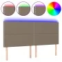 Headboard with LED lights taupe gray fabric 200x5x118/128 cm by , Headboards and footboards - Ref: Foro24-3122310, Price: 100...
