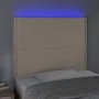 Headboard with LED lights cappuccino synthetic leather 90x5x118/128cm by , Headboards and footboards - Ref: Foro24-3122367, P...