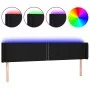 Cabecero con LED de tela negro 203x16x78/88 cm de , Cabeceros y pies de cama - Ref: Foro24-3123120, Precio: 63,89 €, Descuent...