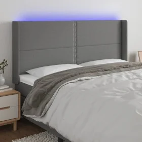 Dark gray fabric headboard with LED 163x16x118/128 cm by , Headboards and footboards - Ref: Foro24-3123915, Price: 113,62 €, ...