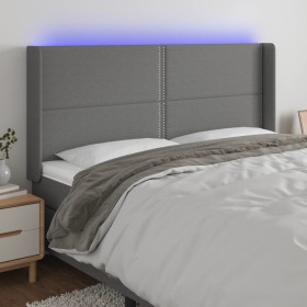 Dunkelgraues Stoffkopfteil mit LED 163x16x118/128 cm von , Kopf- und Fußteile - Ref: Foro24-3123915, Preis: 113,79 €, Rabatt: %
