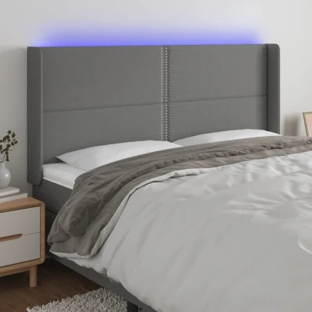 Dunkelgraues Stoffkopfteil mit LED 163x16x118/128 cm von , Kopf- und Fußteile - Ref: Foro24-3123915, Preis: 113,62 €, Rabatt: %