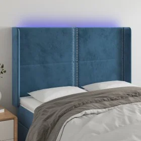 LED-Kopfteil aus dunkelblauem Samt, 147 x 16 x 118/128 cm von , Kopf- und Fußteile - Ref: Foro24-3123960, Preis: 125,13 €, Ra...