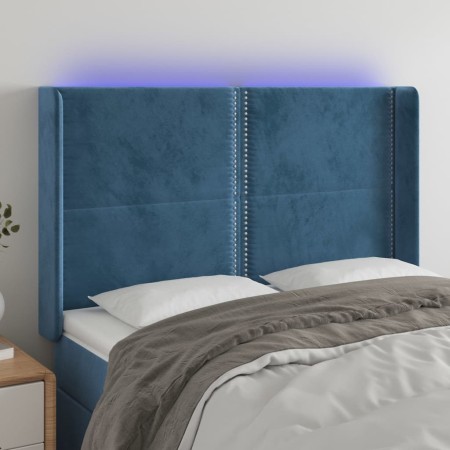 LED-Kopfteil aus dunkelblauem Samt, 147 x 16 x 118/128 cm von , Kopf- und Fußteile - Ref: Foro24-3123960, Preis: 119,49 €, Ra...