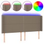 Kopfteil mit LED aus taupegrauem Stoff 203x16x118/128 cm von , Kopf- und Fußteile - Ref: Foro24-3123934, Preis: 112,30 €, Rab...